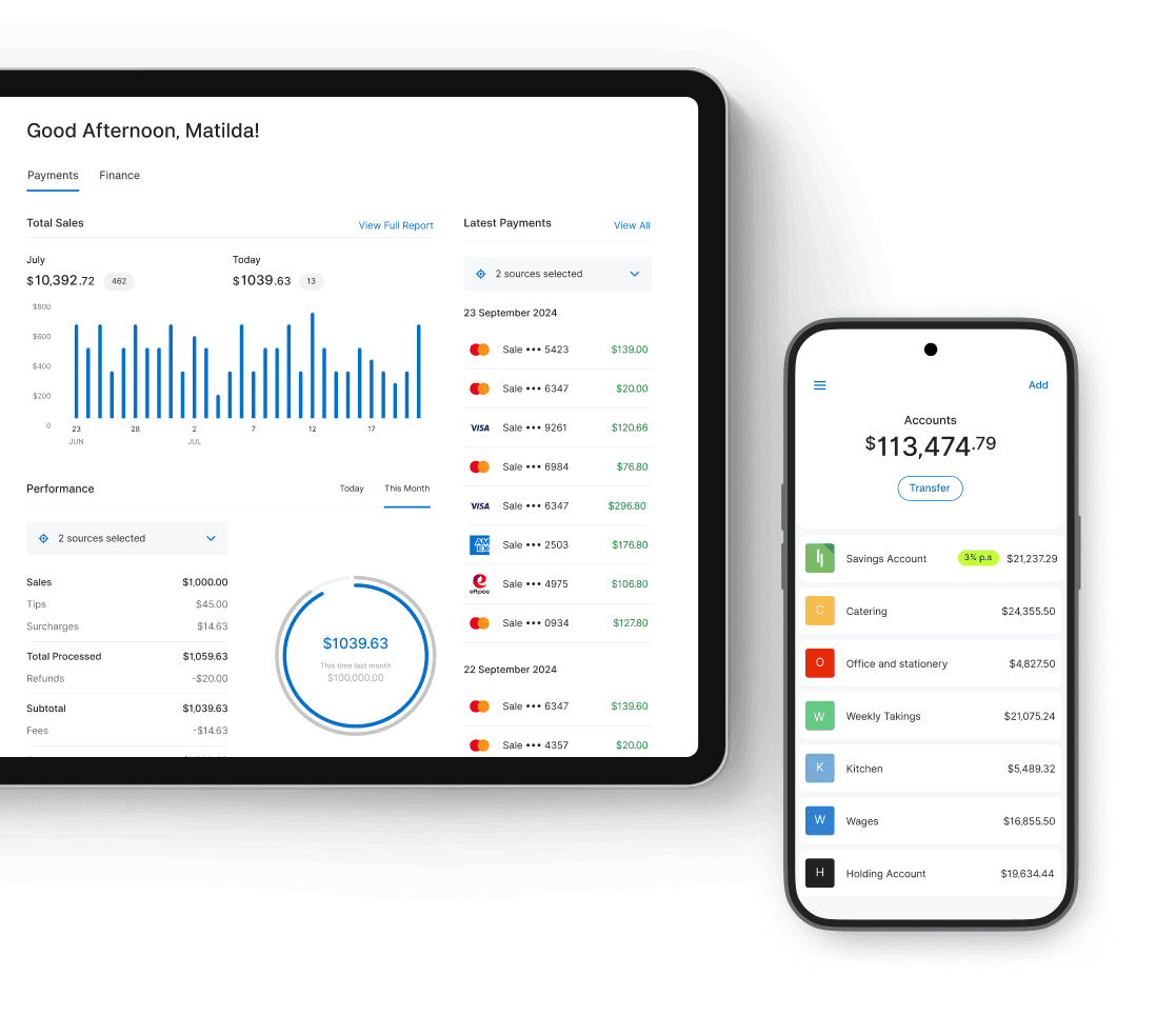 Zeller - Transaction Account, Tablet and Phone, cropped left