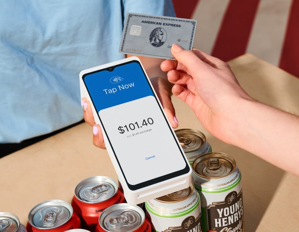 Zeller - Amex tapping on Terminal 2 in White, bar