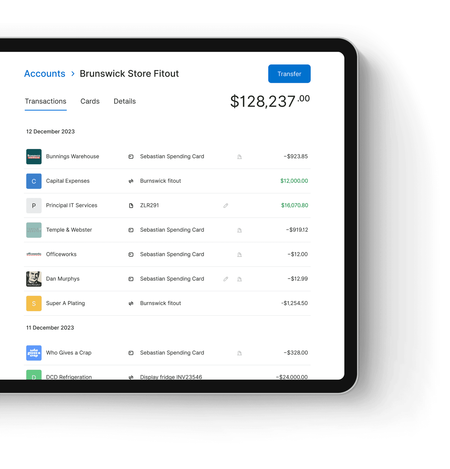 Zeller - Transaction Account Tablet, cropped left