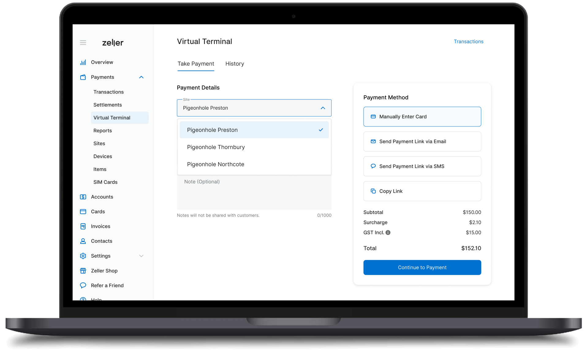 Zeller - Virtual Terminal - Site