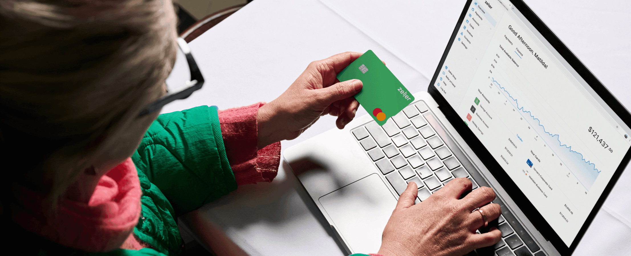 Zeller - Savings accounts, laptop