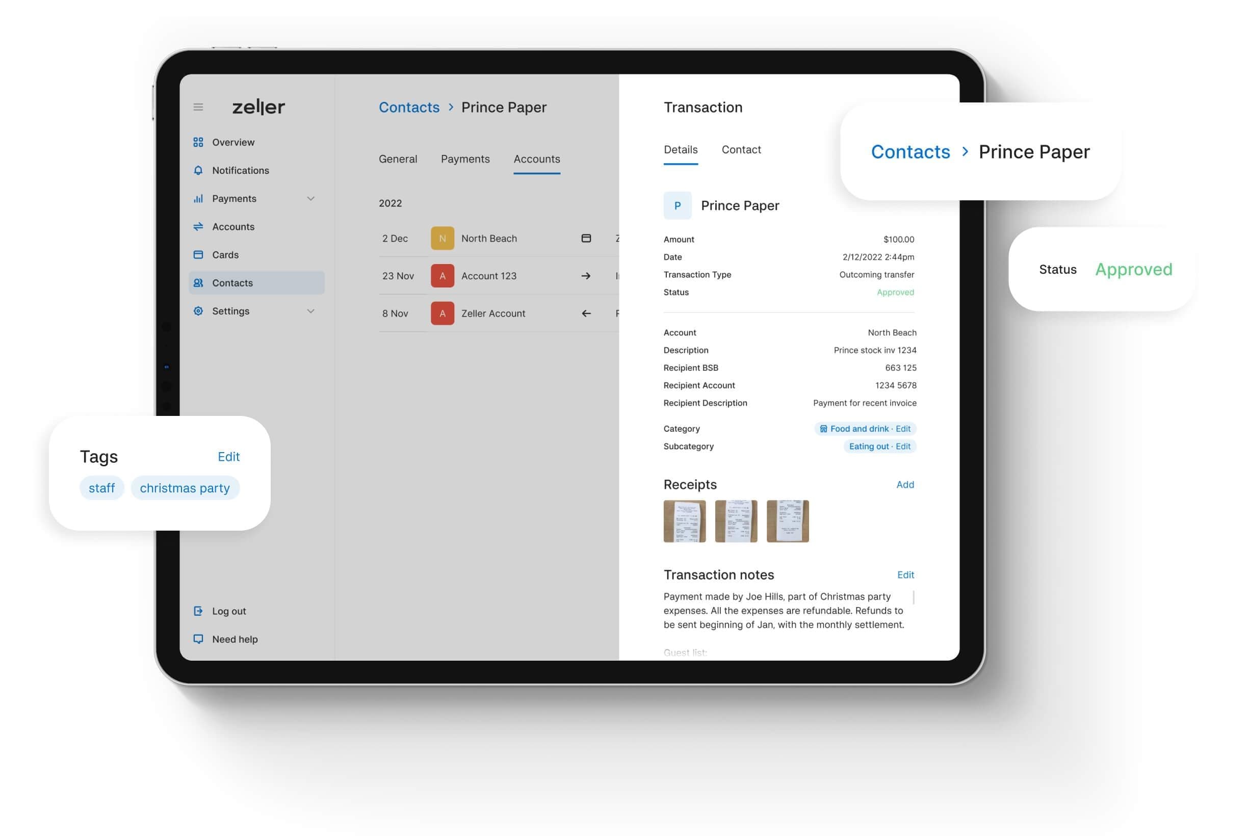 Zeller - Contact Directory Transactions, tablet