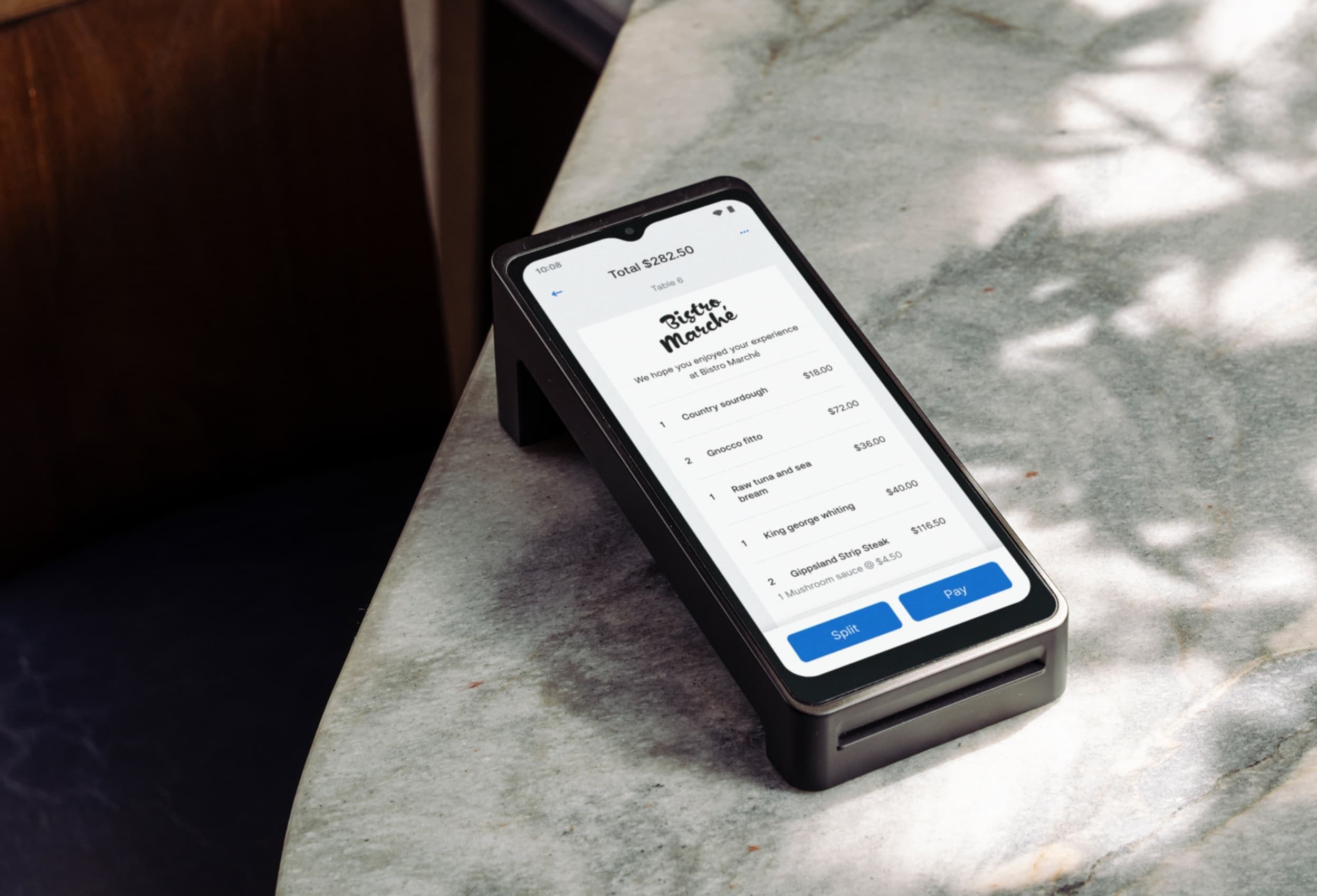 Zeller - Bill at table with Terminal 2 in Black, tabletop