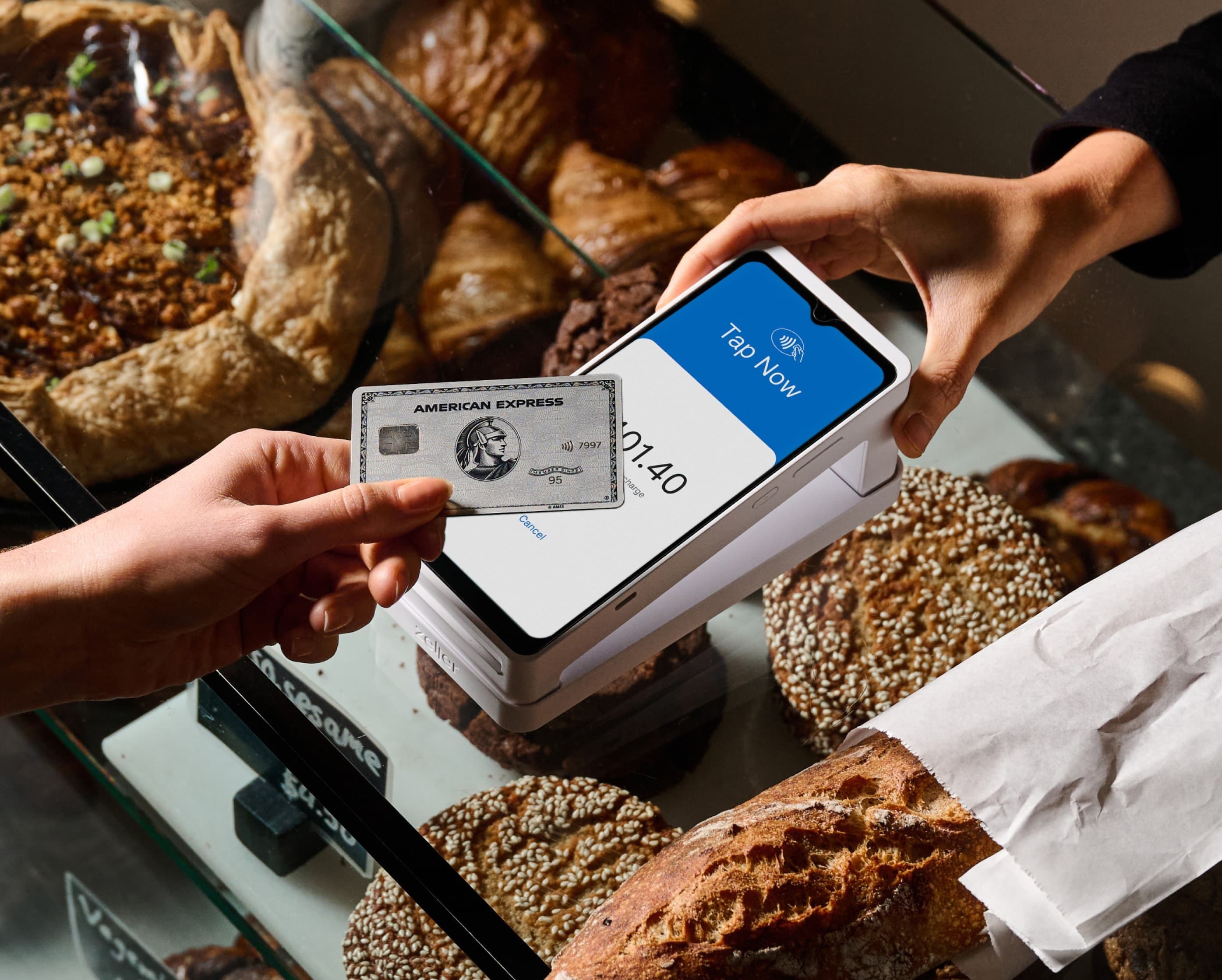 Zeller - Amex tap on Terminal 2 in White, bakery