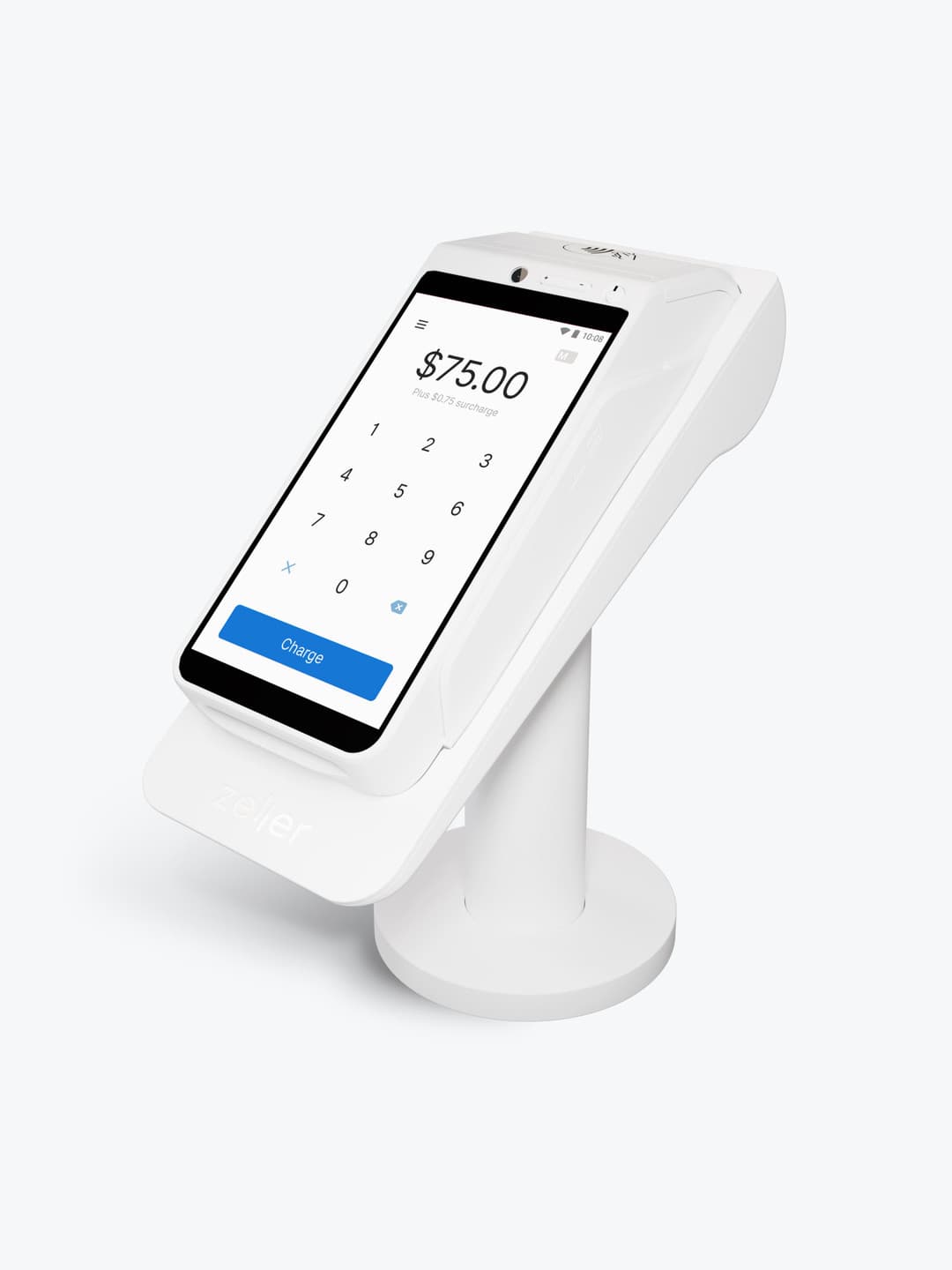 Zeller Powered Stand for Zeller Terminal in White High