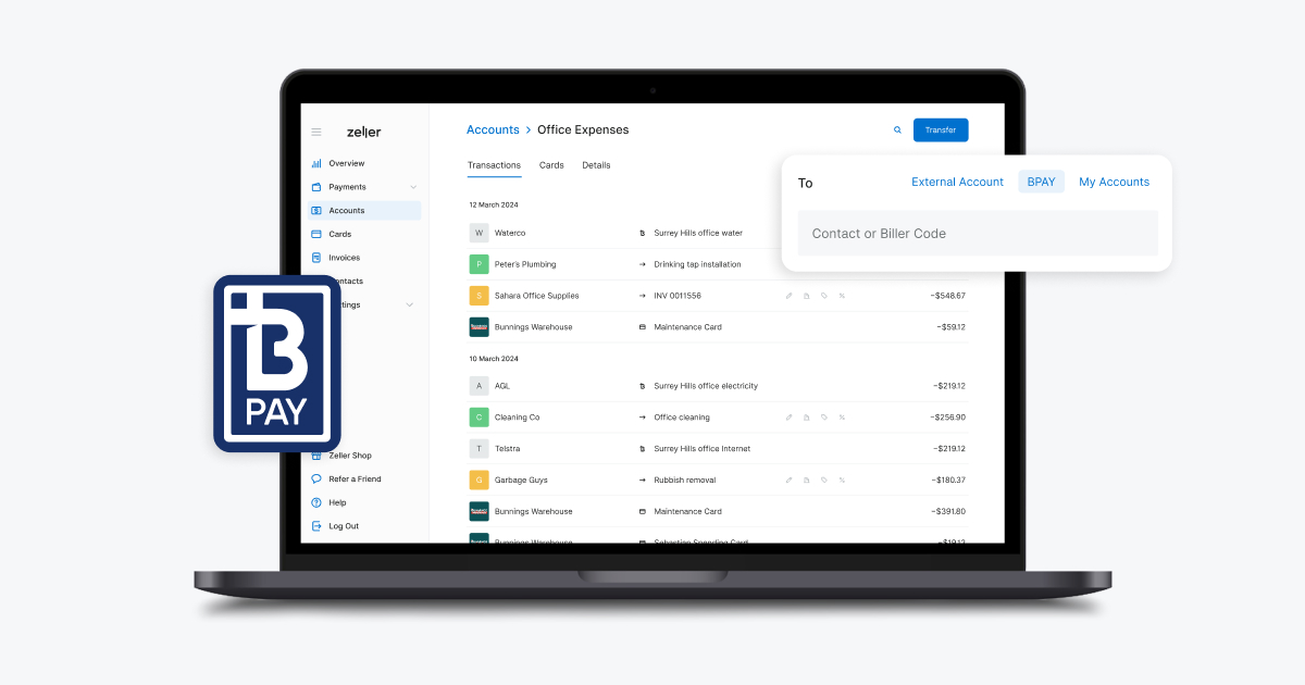 BPAY Payments Zeller Transaction Account